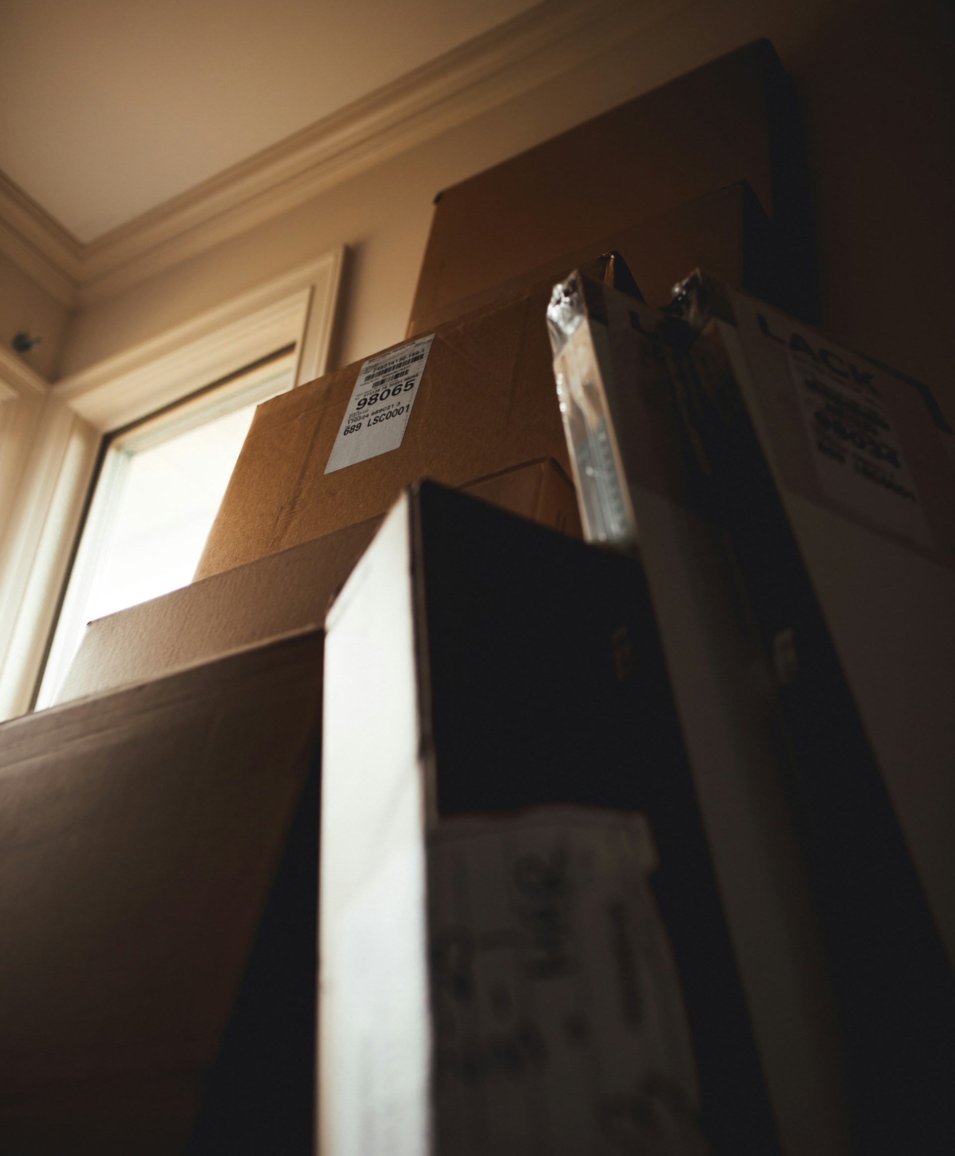Boxes piled up ready for house move